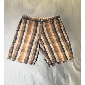 Tommy Bahama Shorts Men's 32 Blue Orange Flat Front Chino Beach Golf Island Life